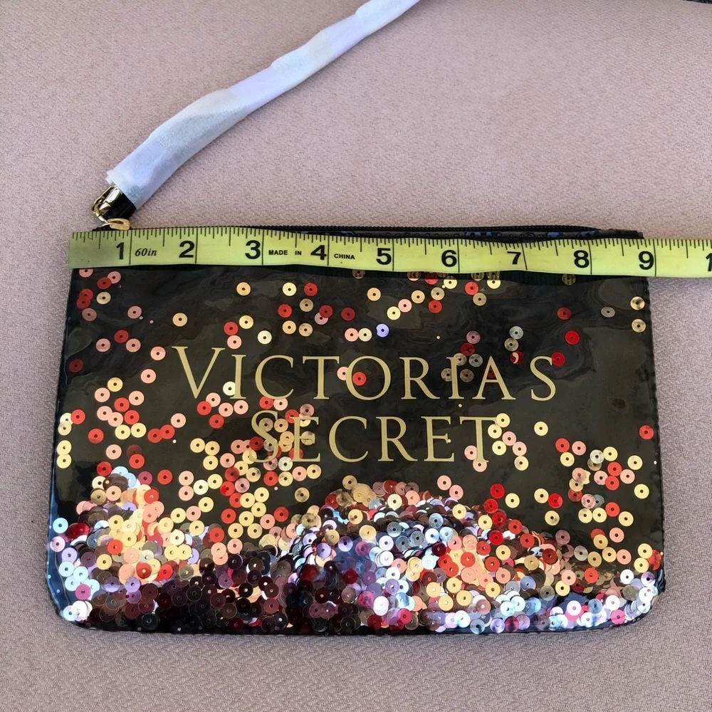 Victoria’s‎ Secret Loose Sequins Removable Strap Wristlet Clutch Makeup Bag